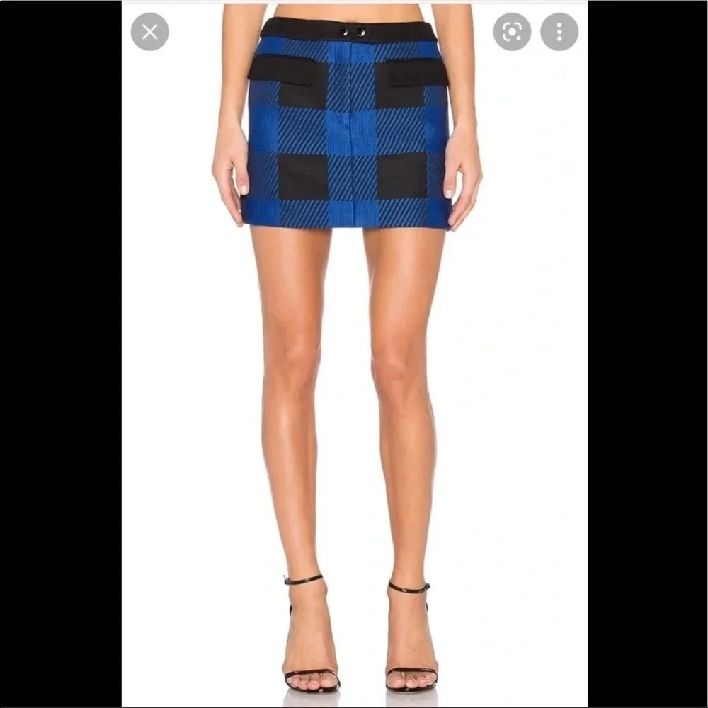 Rag & Bone Cybil blue black checkered mini skirt